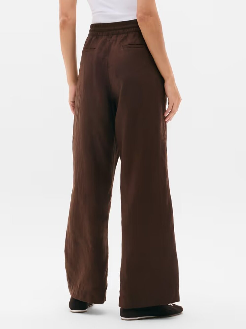 Athleta Retreat Linen High Rise Wide Leg Pant Size Large Petite Brown NWOT - Picture 5 of 14
